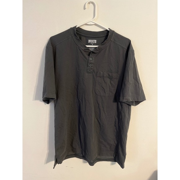 Duluth Trading Men's Size Medium Black Short Sleeve Henley Longtail Pocket Tee - Picture 1 of 5